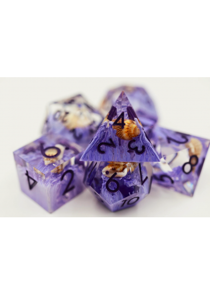 DICE 7-set: Sharp Edge - Purple Coral & Sea Snail